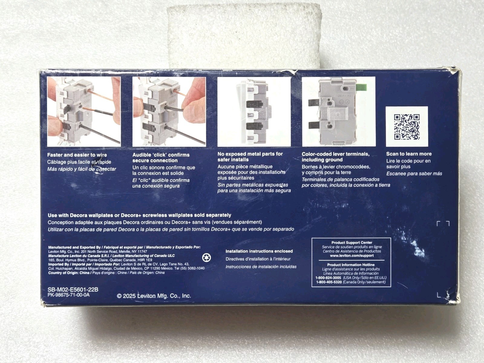 10 Pack Leviton E5601-MW White Decora Edge 15 amps Single Pole Rocker Switch