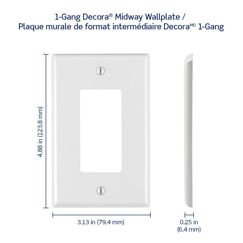 Leviton 1-Gang 1-Decora Midway Nylon Wallplate 10 Pack, PJ26-WM, White