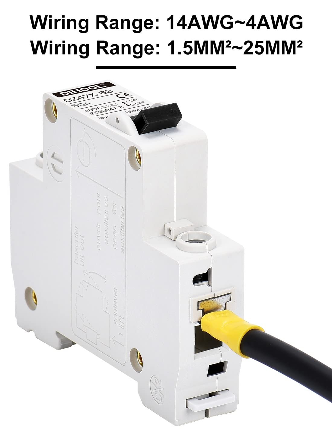 Dihool Ac/Dc Miniature Circuit Breakers 2 Pack Single Pole 50 Amp 12V 24V 48V