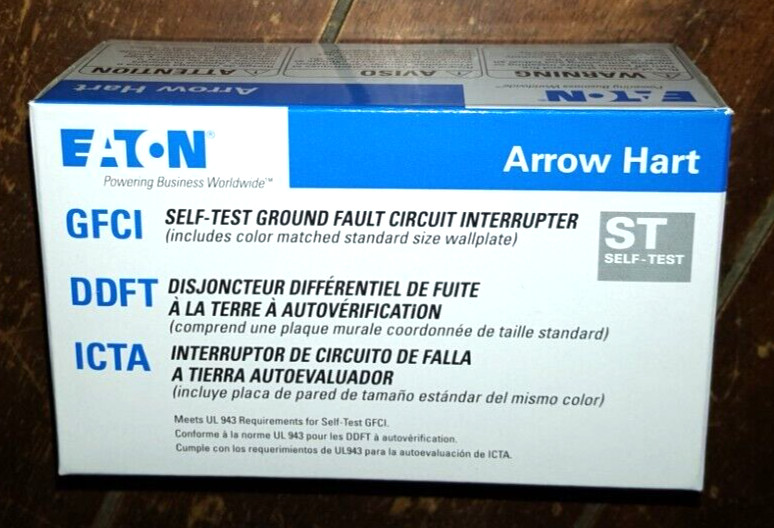Eaton Arrow Hart GFCI Self-Test Ground Fault Circuit Interrupter -White- #SGF20W