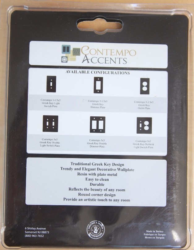 Wall Switch Plate Cover Toggle Double Greek Key Design Stone in White Travertine