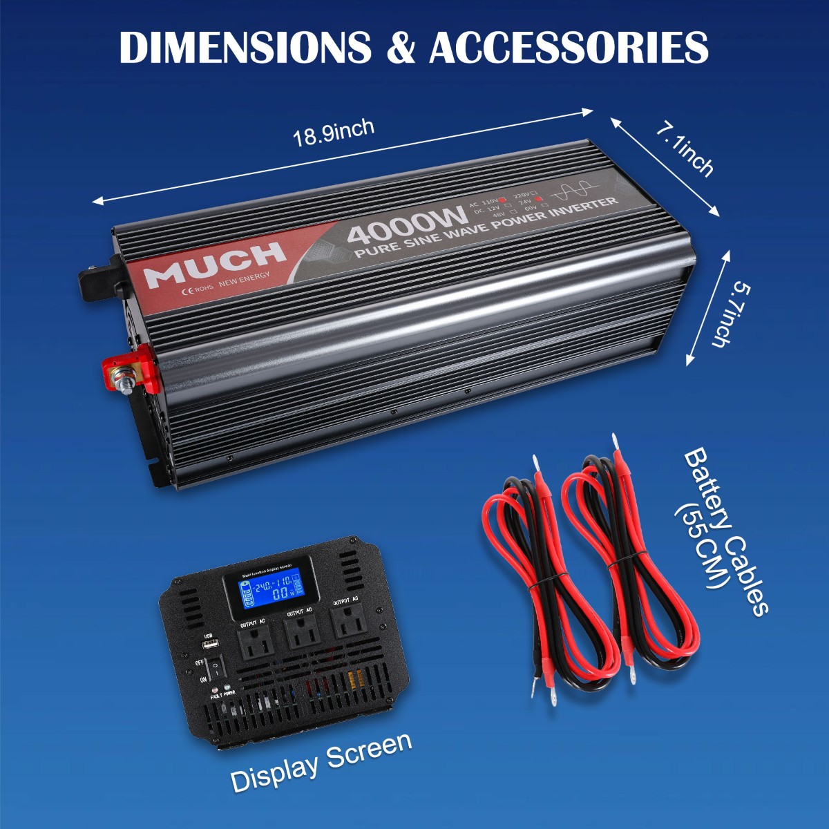 Reliable Pure Sine Wave Power Inverter 2500w 3000w 3500w 4000w 12V 24V Converter