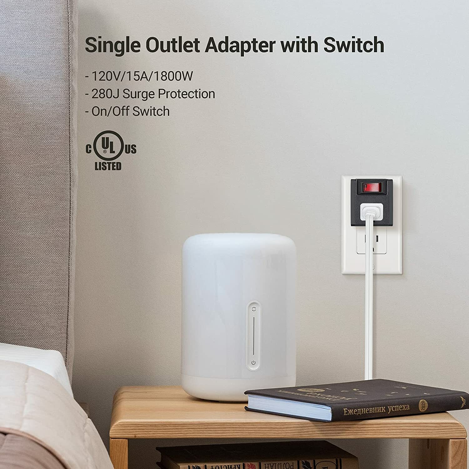 DEWENWILS 3 Pack Grounded Port Power Adapter Plug Outlet Switch On/Off Switch