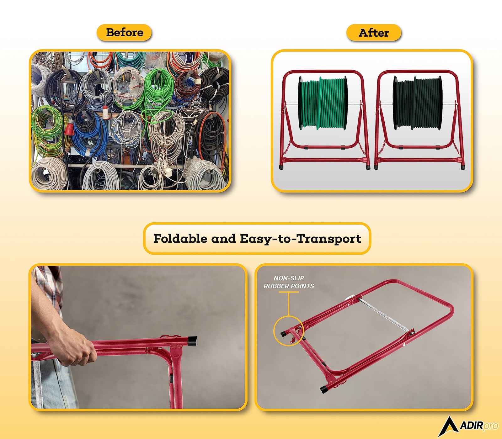 Durable Single Axle Cable Caddy Commercial Industrial Grade Steel Wire Dispenser