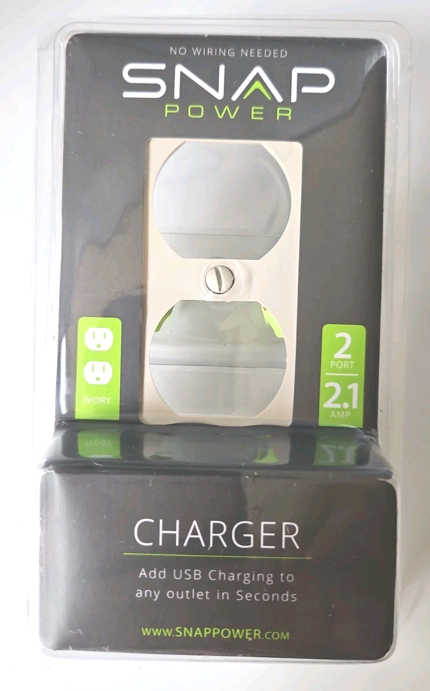 Snap Power USB Charger PORTs Outlet Covers IVORY Duplex Receptacles NEW