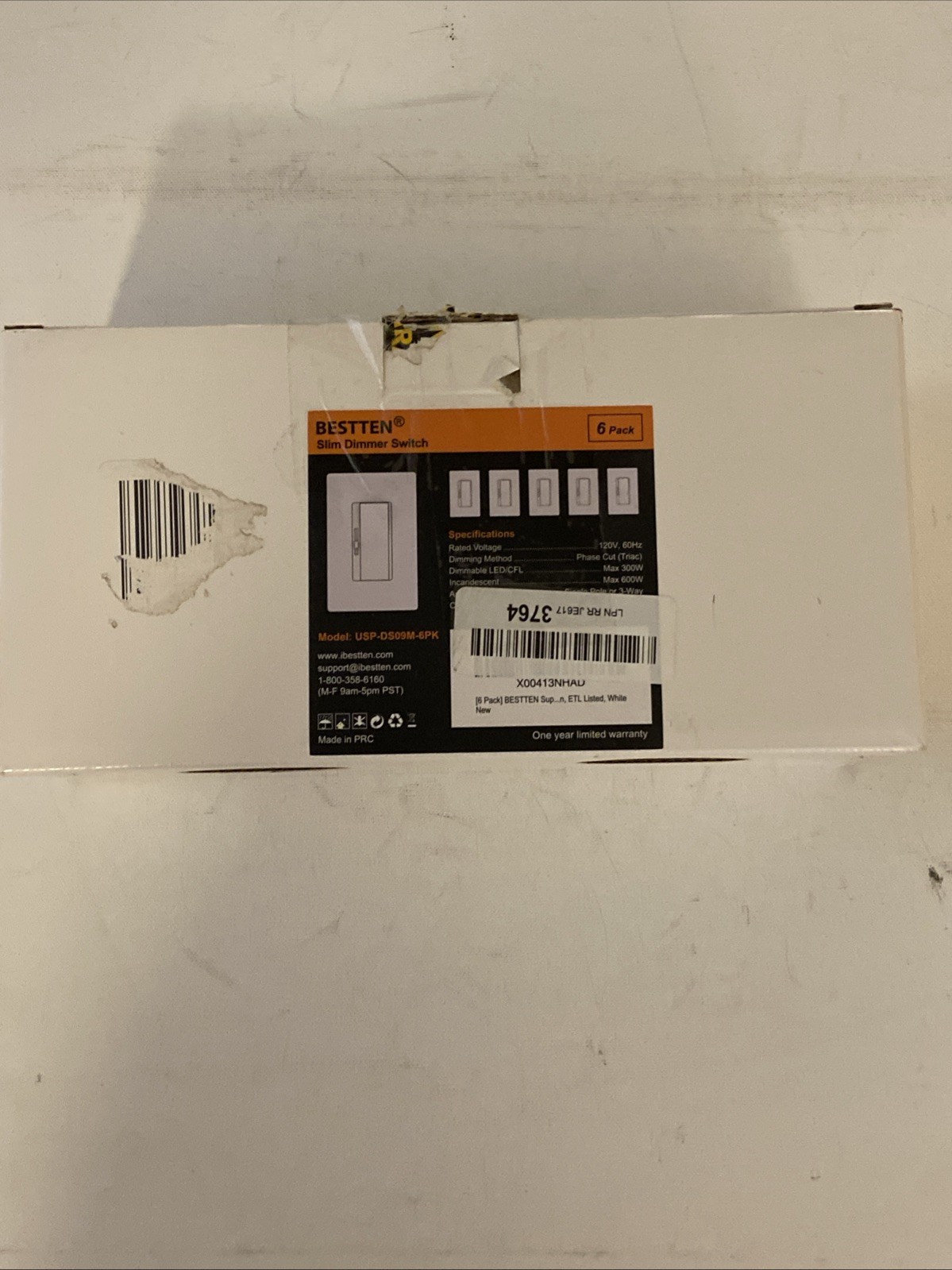 BESTTEN 6 Pack Case – Slim Dimmer Switch – Model USP-DS09M
