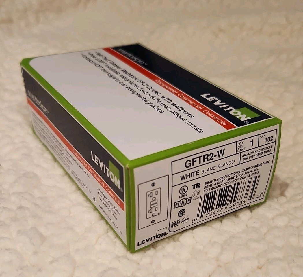 Leviton White GFTR2-W GFCI 20A Smartlock Pro Tamper-Resistant 20A-125V TR 5-20R