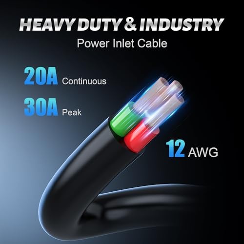 20A 125V AC Port Plug, 12AWG Heavy-Duty RV Waterproof Shore 16 inches Standard