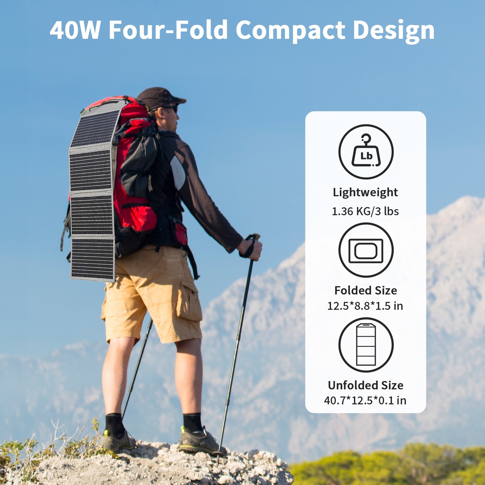 40 Watt Solar Panel USB IP65 Waterproof Solar Panel for RV Camping Backpacking