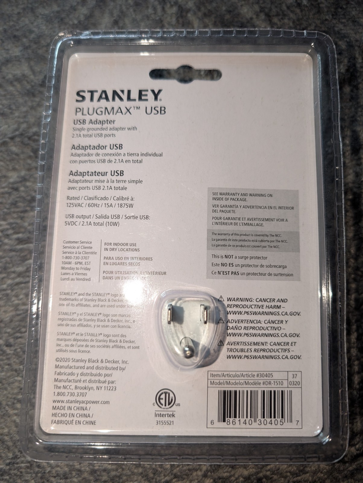 Stanley Plugmax USB Adapter 2.1A & 1 AC Outlet Brand New Sealed! Free Shipping!