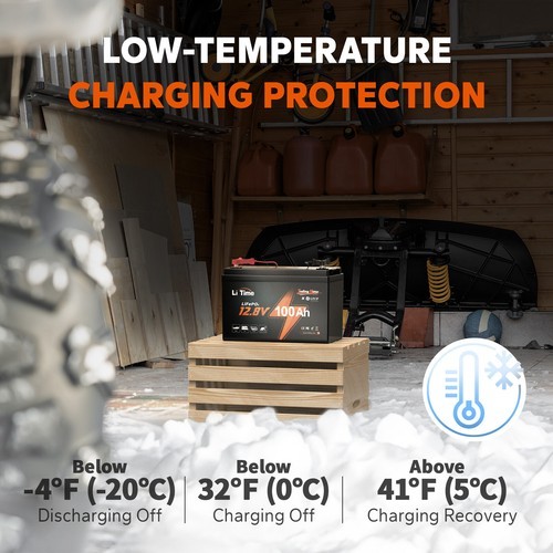 LiTime 12V 100Ah TM LiFePO4 Lithium Battery Low Temp Cut-off for Trolling Motor
