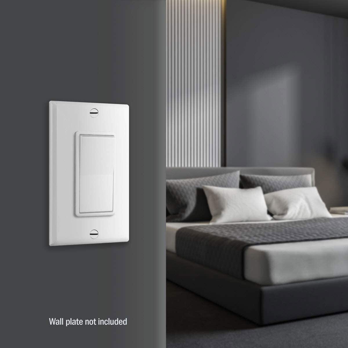 2x 15Amp 120V-277V AC Single Pole Rocker Light Switch,Paddle Light Switch,White