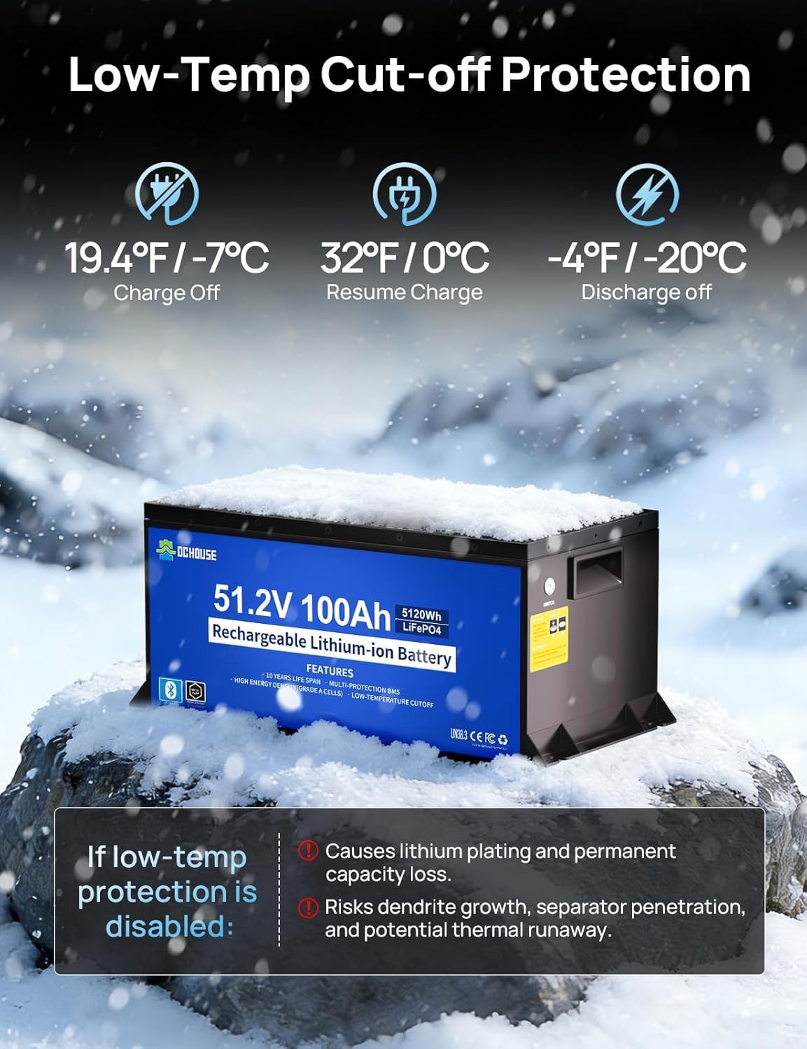 DC HOUSE 48V 100AH Golf Cart Lithium LiFePO4 Battery with 18A Charger Club Car