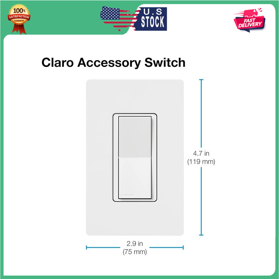 Lutron Caseta Claro Accessory Switch 3 Way for Diva Claro Smart White