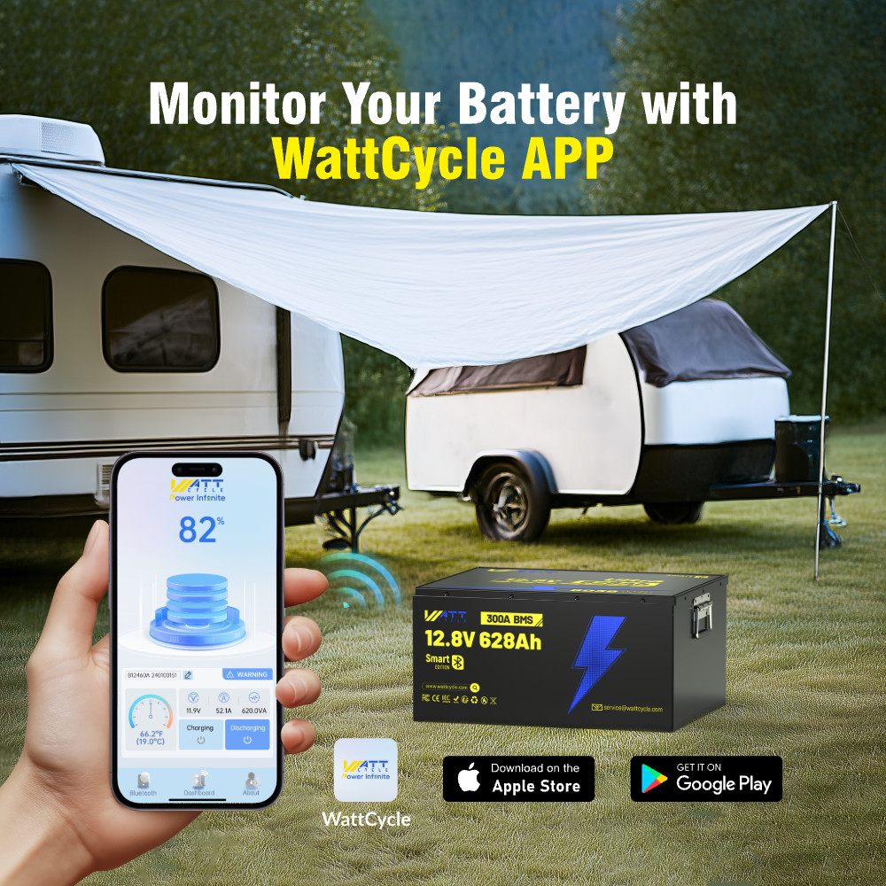 Wattcycle 12V 628Ah LiFePO4 Ultra Battery Low Temp Bluetooth 8038Wh for Off-Grid