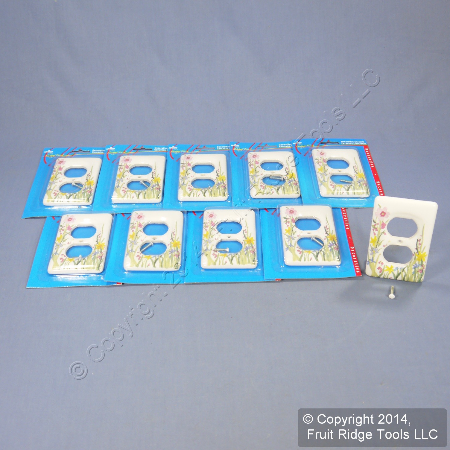 Leviton 89503-WFL Wildflower 1-Gang Duplex Ceramic Standard Wallplate Cover 10pc