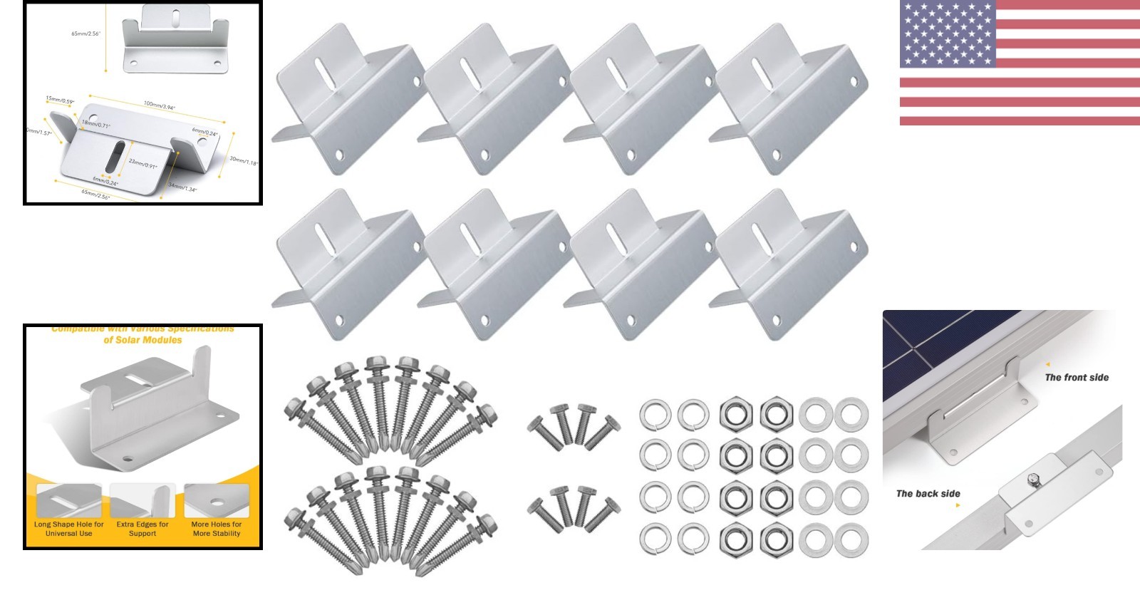 Corrosion-Resistant Z Brackets – 8 Units for Solar Panels on Irregular Surfaces