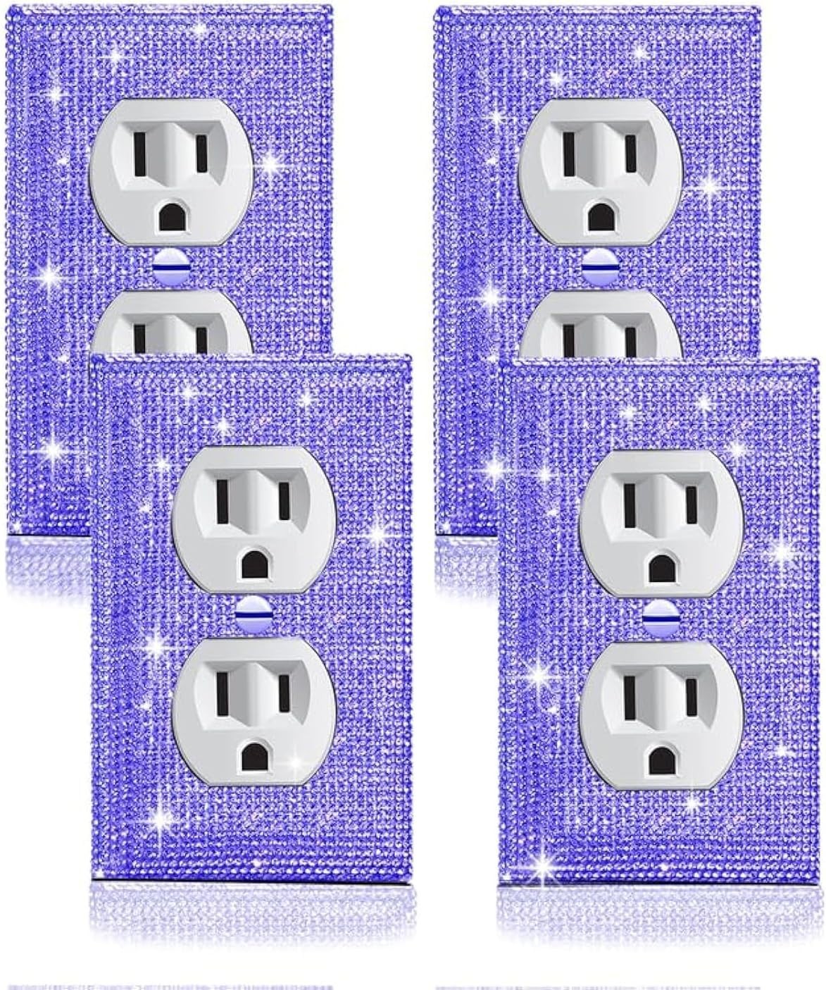 Decorative Purple Rhinestone Toggle Wall Plate Covers – Durable & Elegant 4-Pack