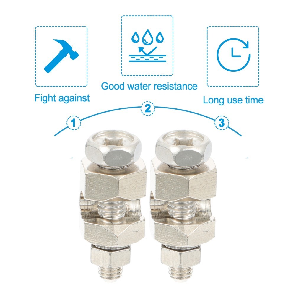 2Pcs Silver Solar Grounding Clip Cable Clamps Reusable Tin Plated Copper
