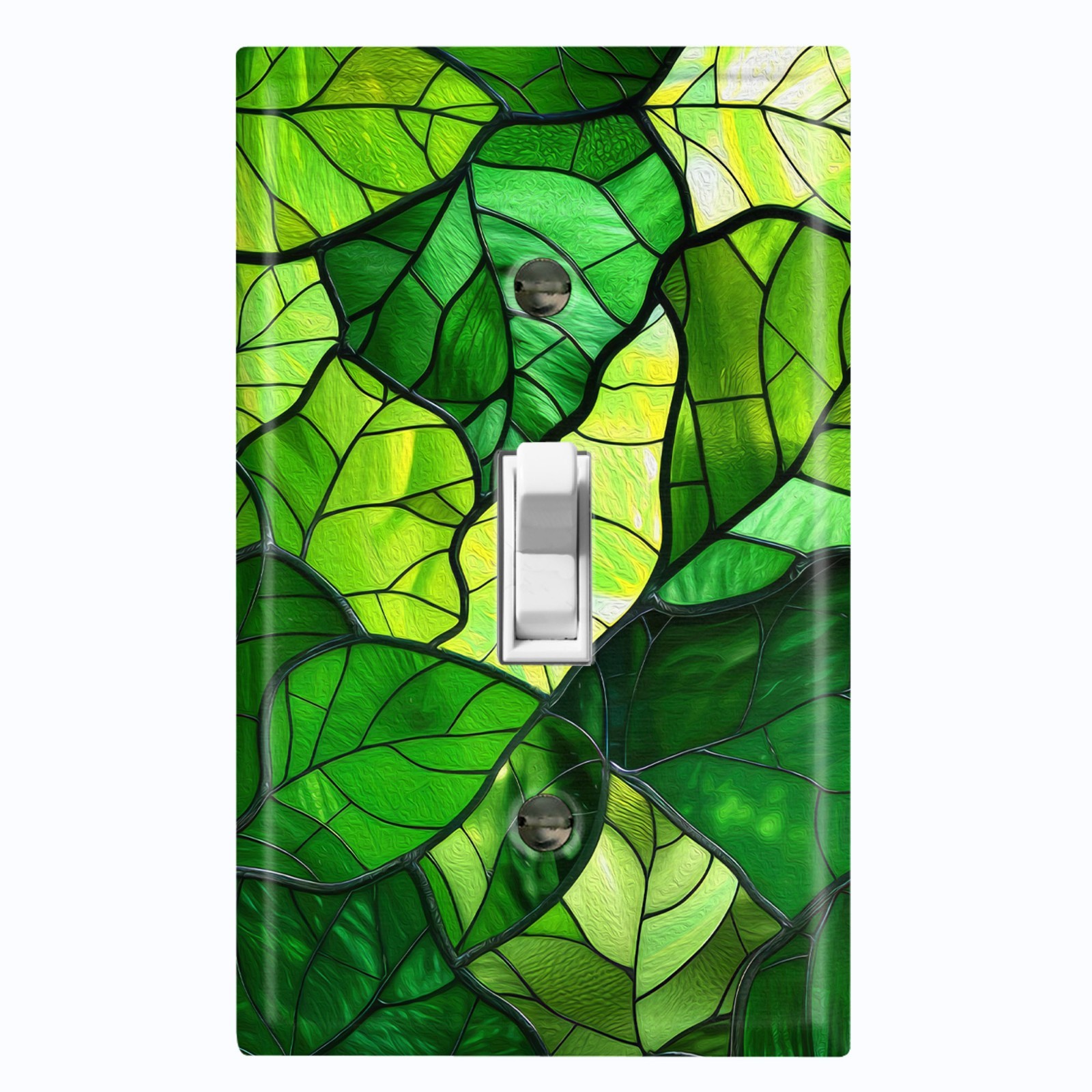 Metal Light Switch Outlet Cover Wall Plate Leaves Stained Glass PRINT GSS176