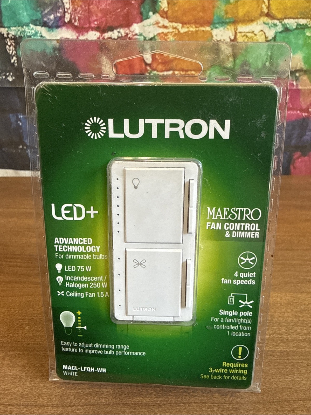 Lutron MACL-LFQH-WH Maestro Fan Control and Light Dimmer – Brand New & Sealed