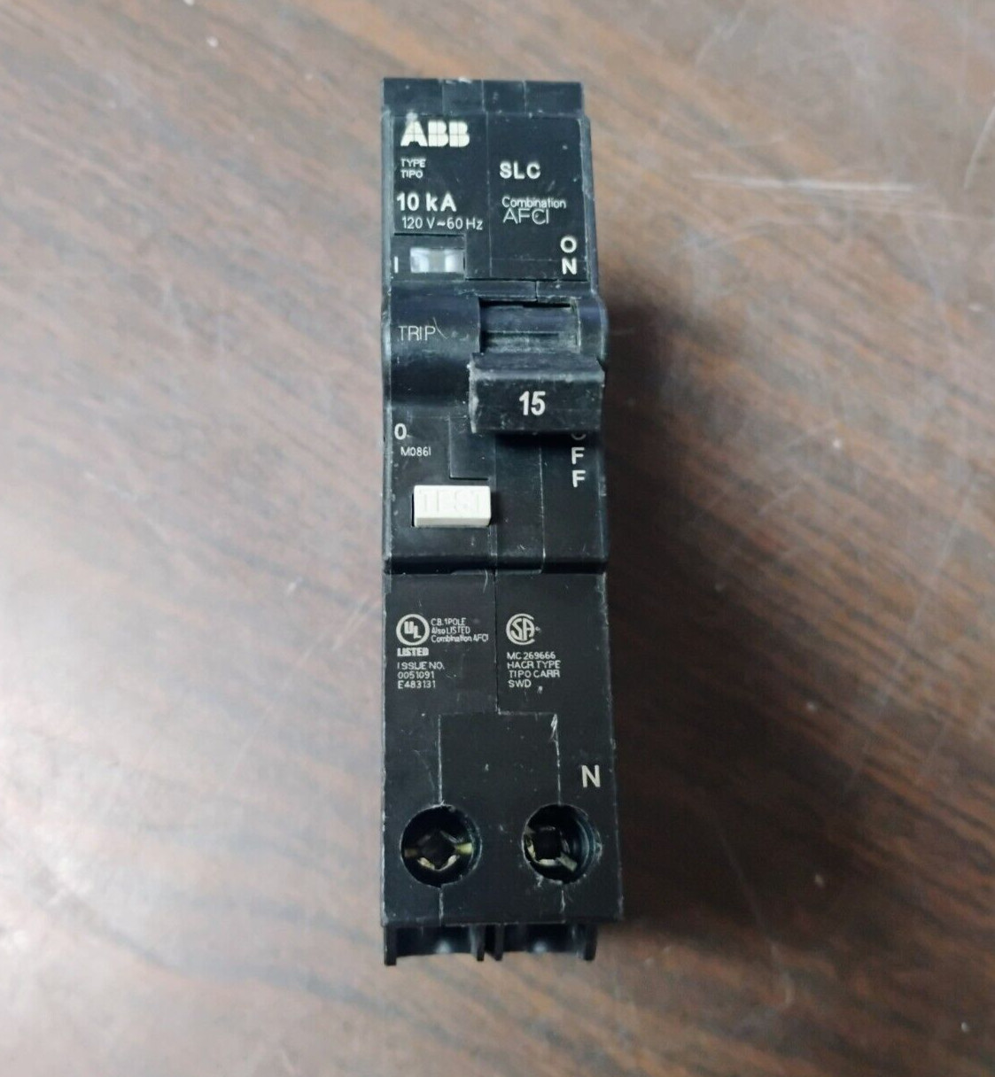 ABB SLC115CAFI CIRCUIT BREAKER AFCI 15 AMP 120 VAC 1-POLE 10kA NEW NO BOX