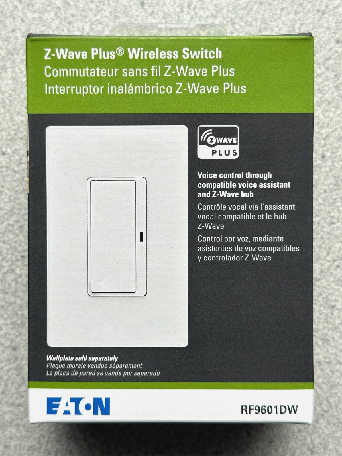 NEW Eaton RF9601DW Z-Wave Plus Wireless WiFi Switch Voice Control 15A 120V White