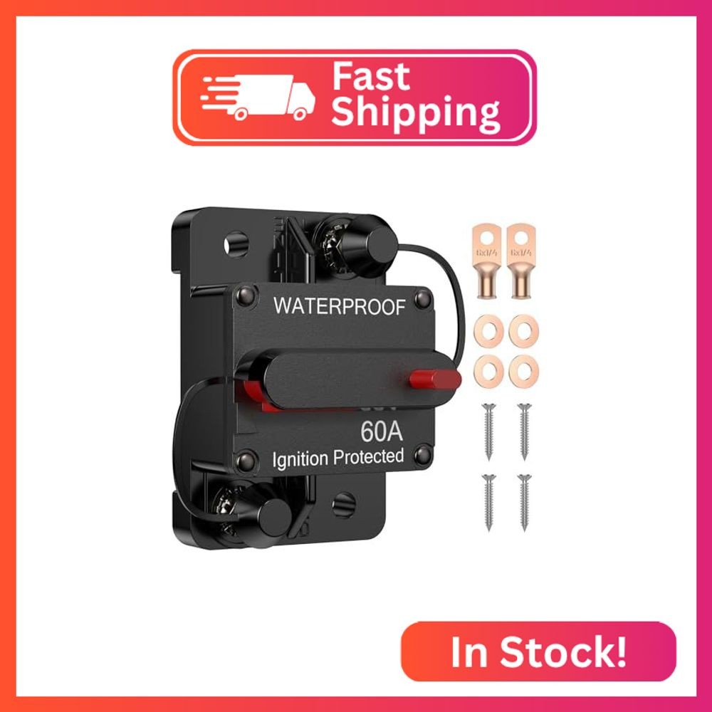 gliship 60 Amp Circuit Breaker with Manual Reset Switcher Waterproof for Boat Tr