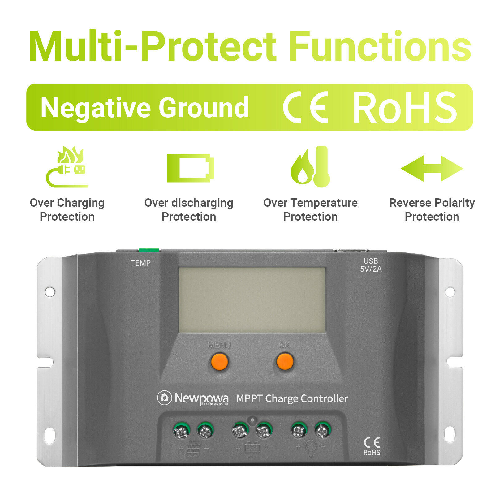 Newpowa MPPT True 10A 12V Battery Regulator with LCD Display