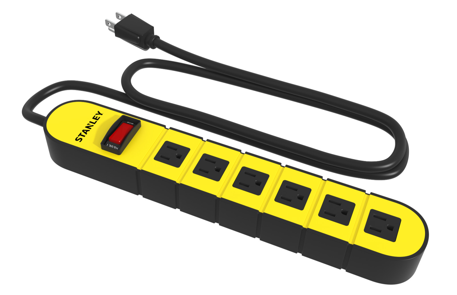 Stanley 31605 ShopMax 6-Outlet Metal Power Strip Yellow/Black New