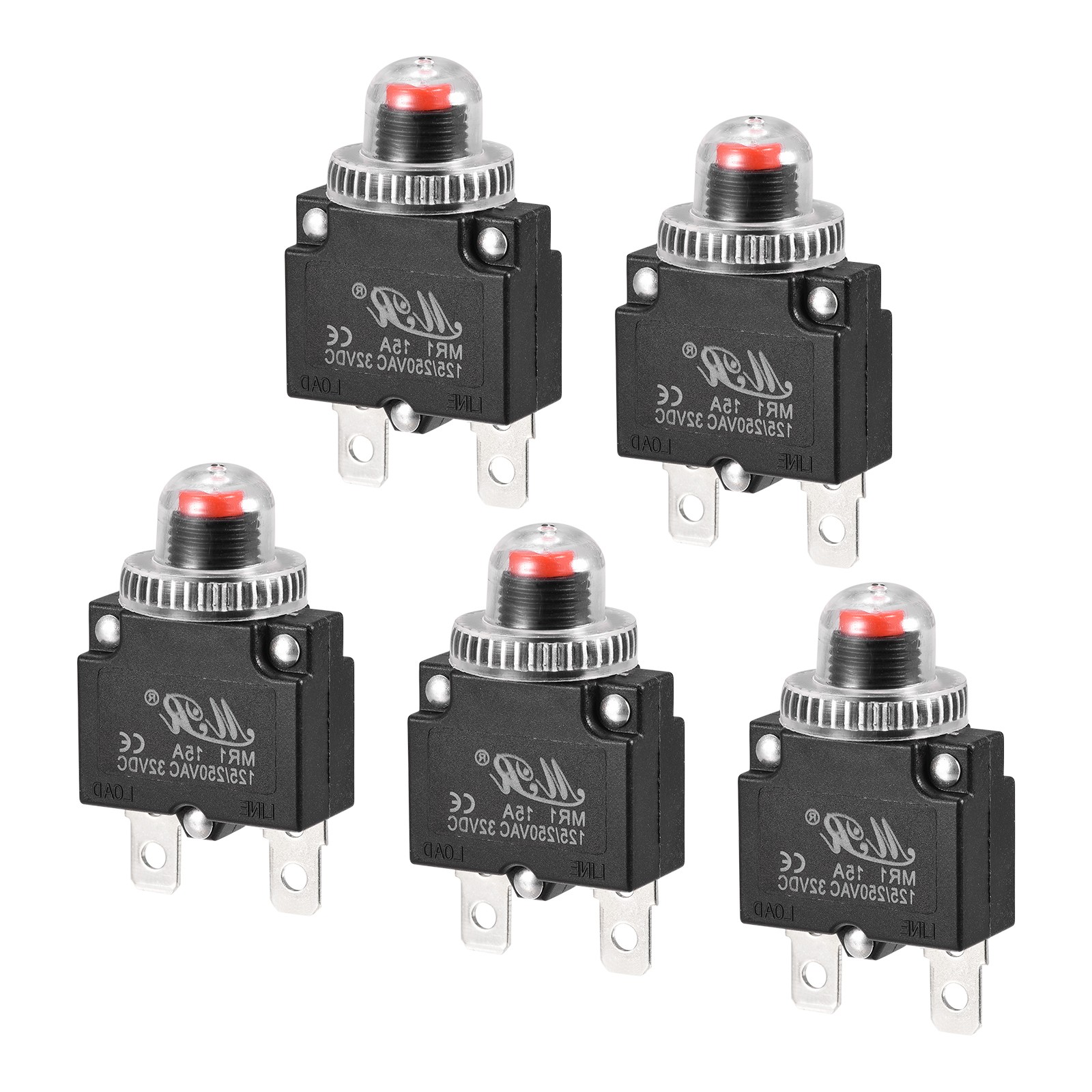 5Pcs 15A AC125/250V DC32V Overload Protector Thermal Circuit Breaker