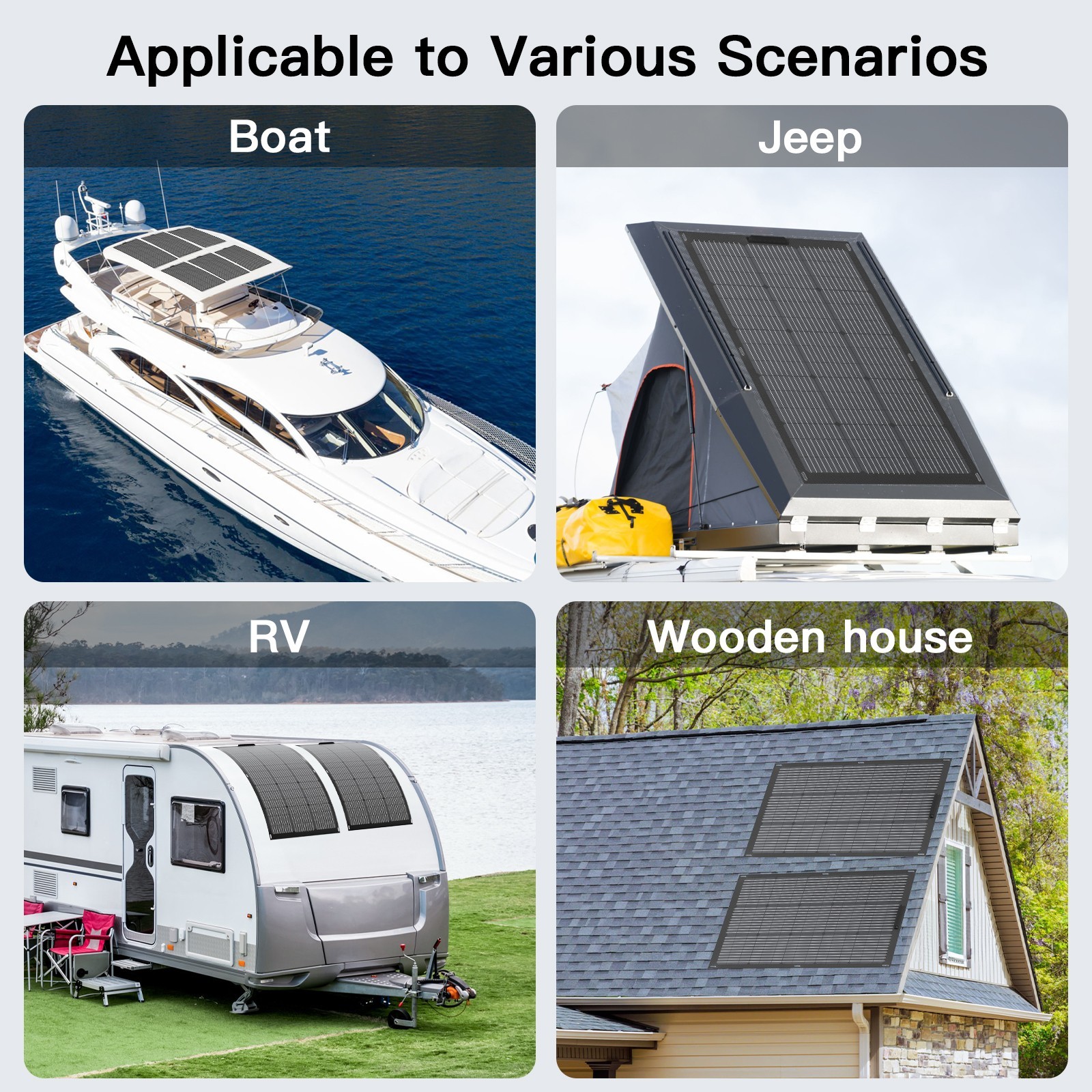 MHPOWOS 100W Flexible Solar Panel 24V IP67 ETFE for RV Roof Balcony Home Boat