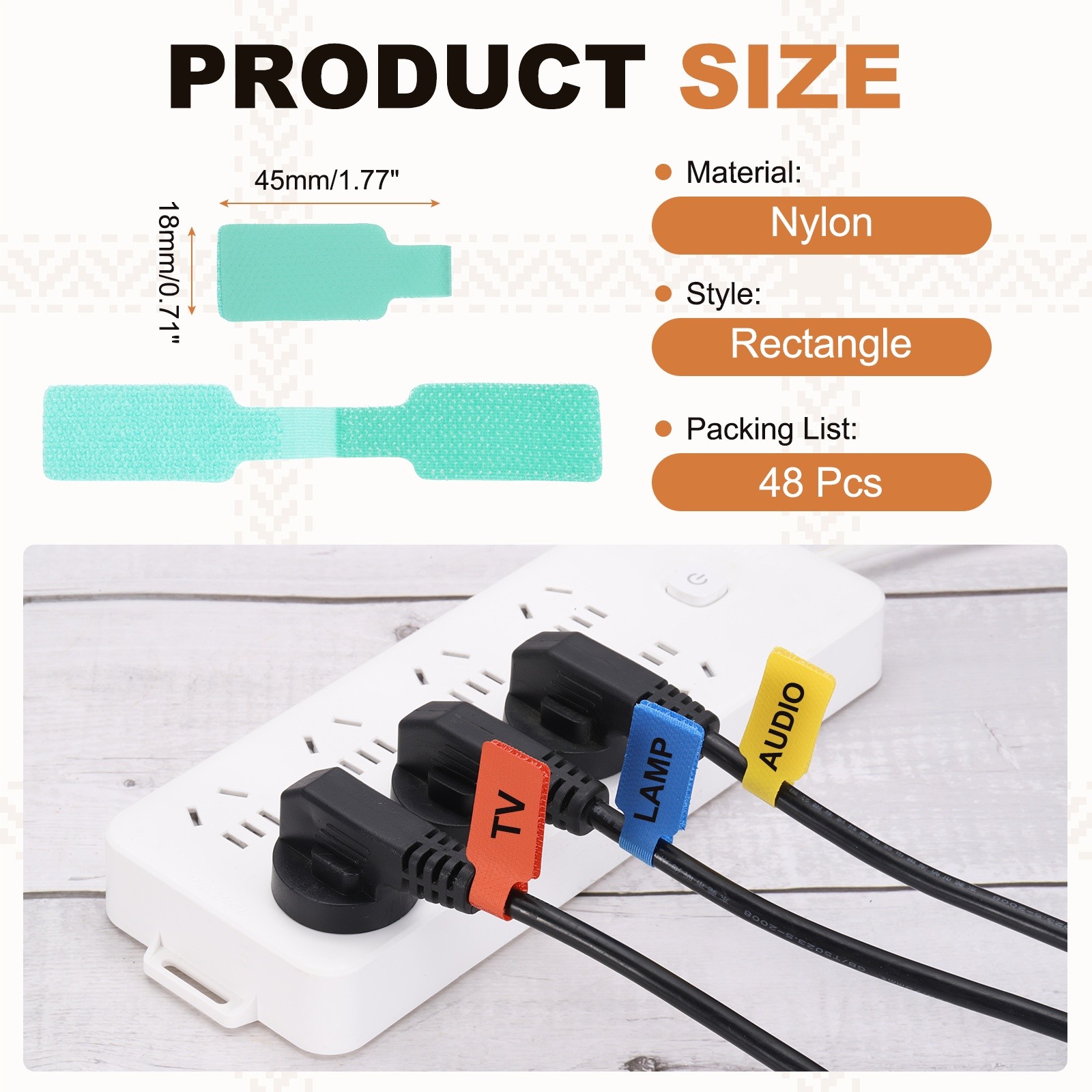 48Pcs 1.8″ Rectangle Cable Labels Tags Blue]
