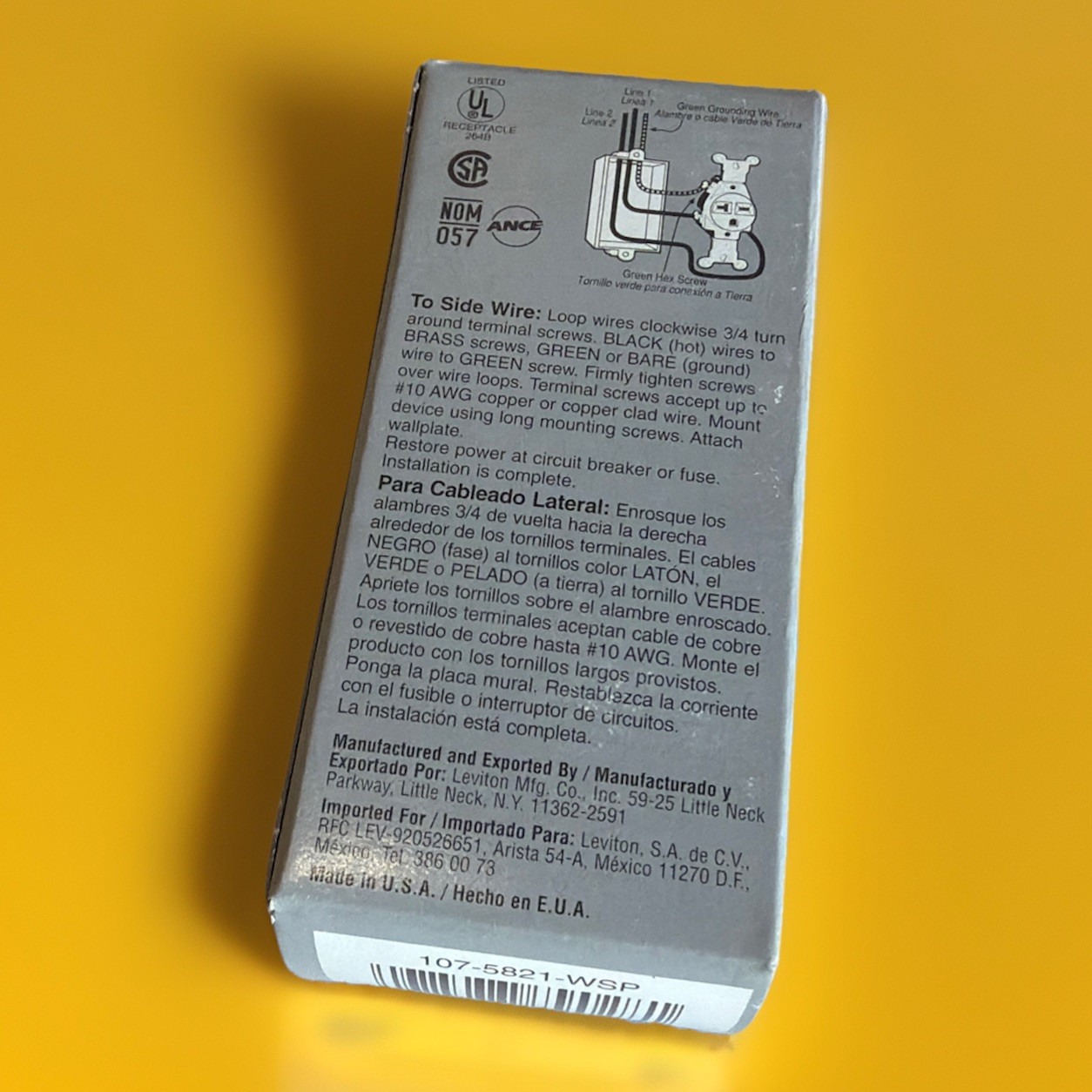 🔥 1 Unit ~ Leviton 5821-WSP Pro Grade Grounding Single Outlet Receptacle🔥