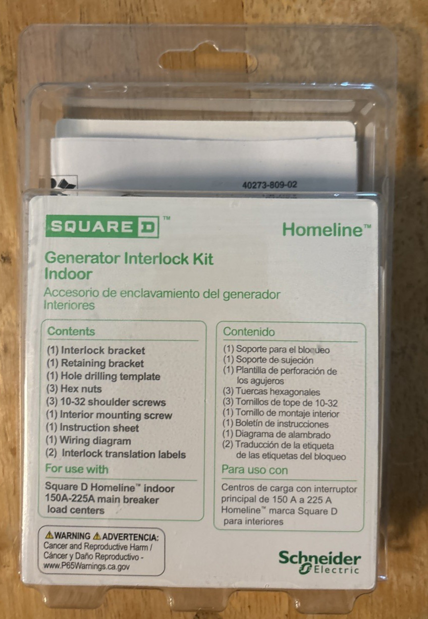 Square D Homeline Generator Interlock Kit 150-225A (HOMCGK2C)… FREE S&H!