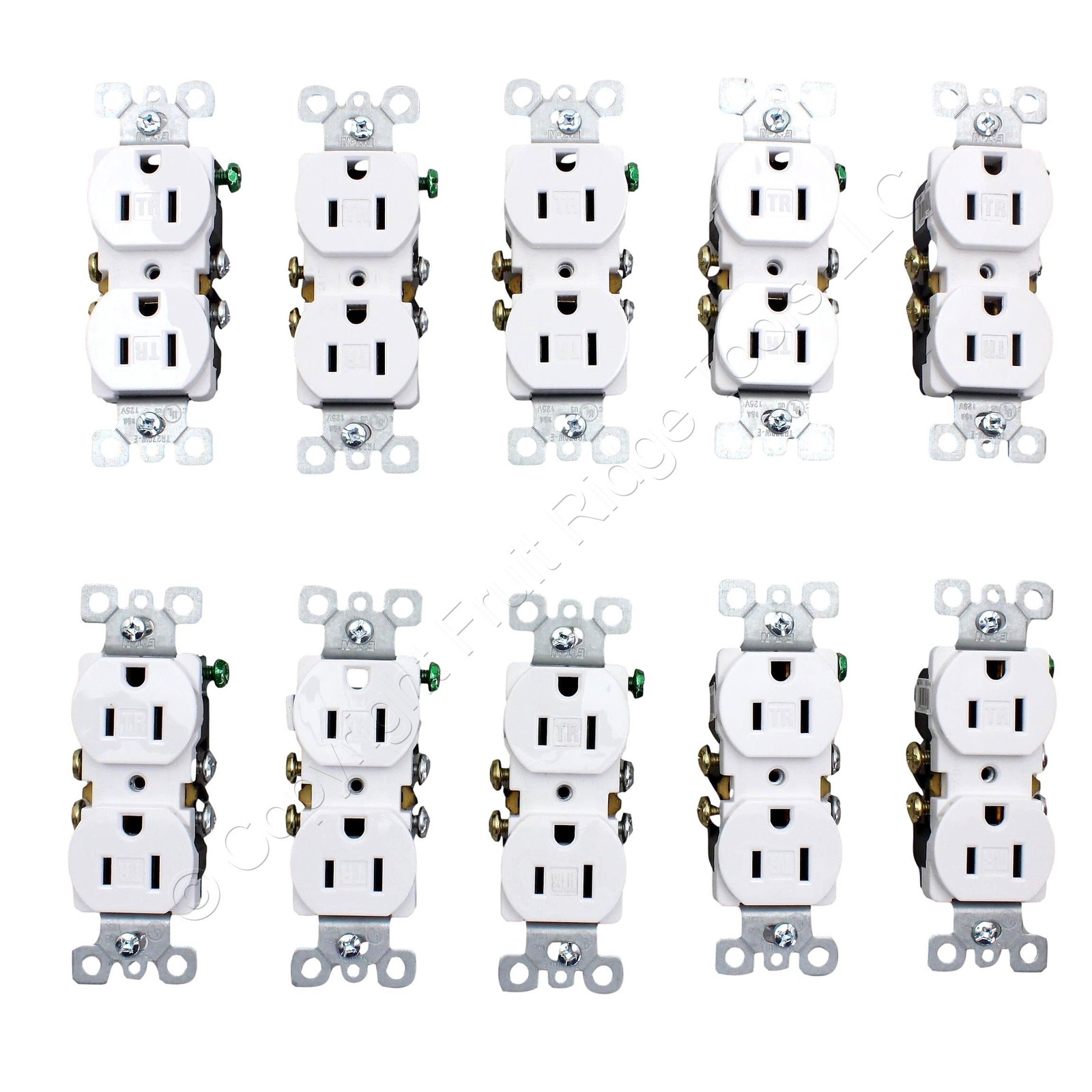 10 Eaton White Tamper Resistant Duplex Outlets 5-15R 15A Black-Backing TR270W-E