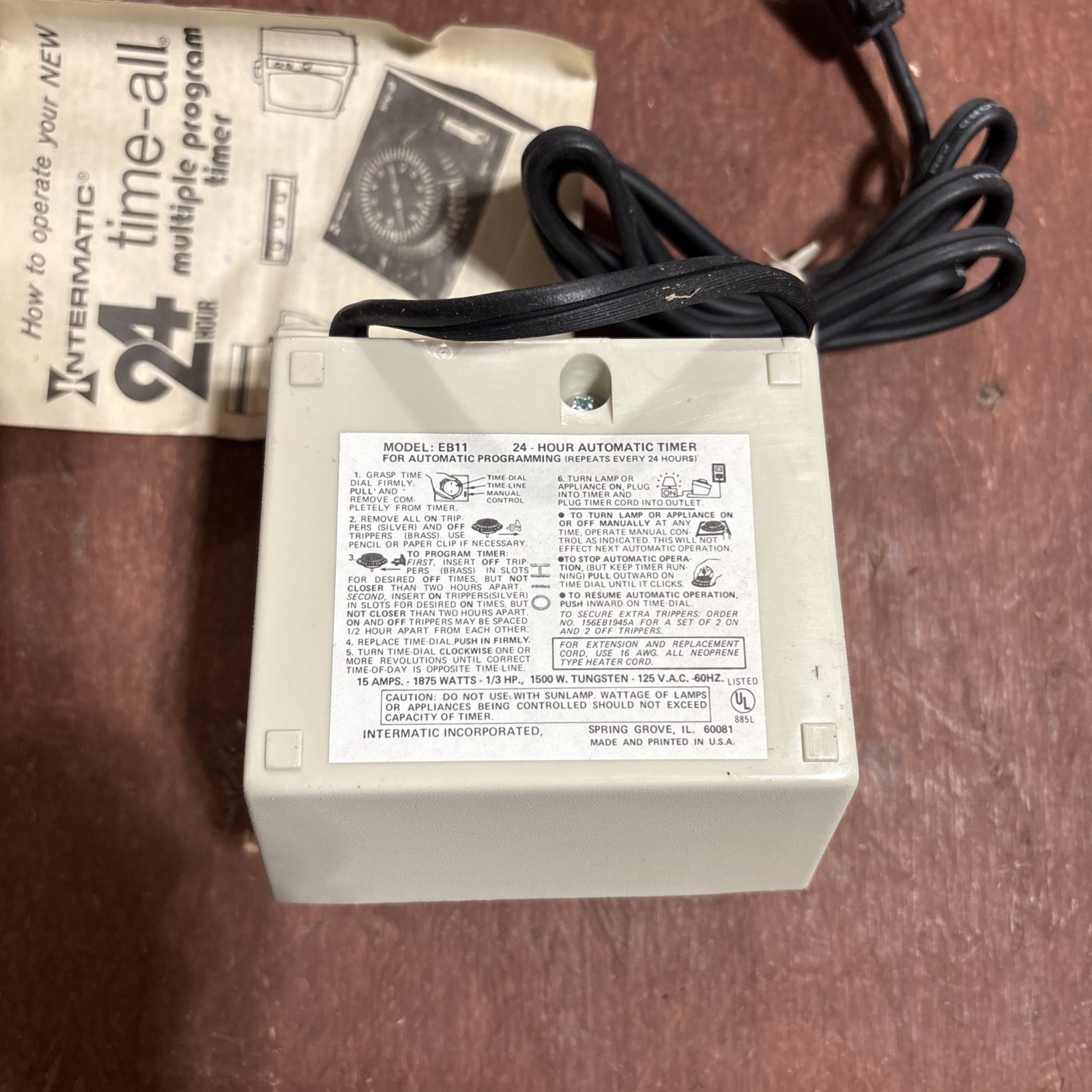 Vintage Intermatic Time-All XV EB11 Programming Timer 15 Amp 24 Hours Cycle