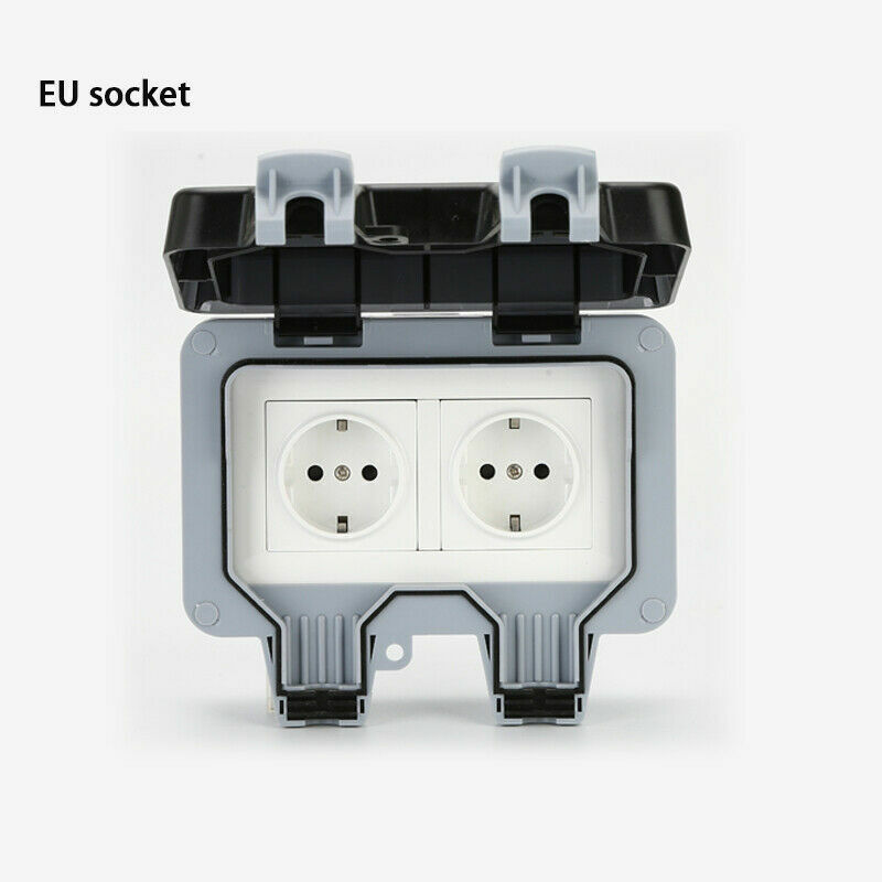 2 Gang Waterproof Outdoor Storm Switched Socket Double IP66 Outside Use