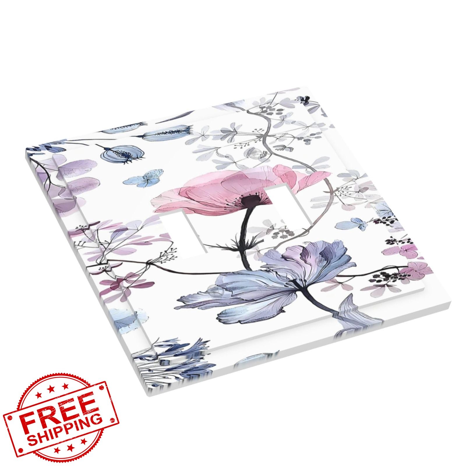 Naiqadnehz Watercolor Floral Double Toggle Plate