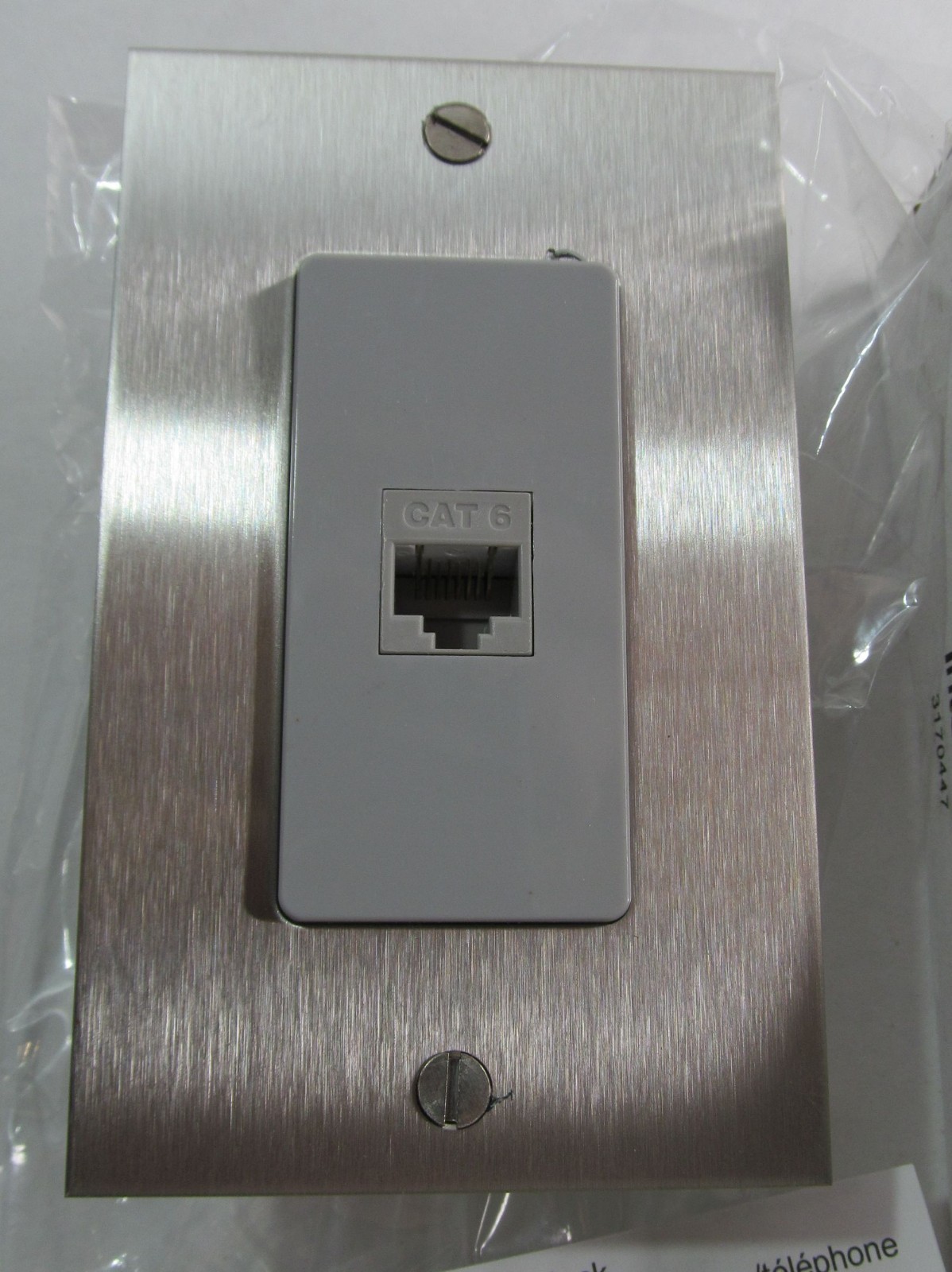 NEW FORBES & LOMAX STAINLESS STEEL/ GRAY 1-GANG CAT 6 ETHERNET SOCKET ASSEMBLY