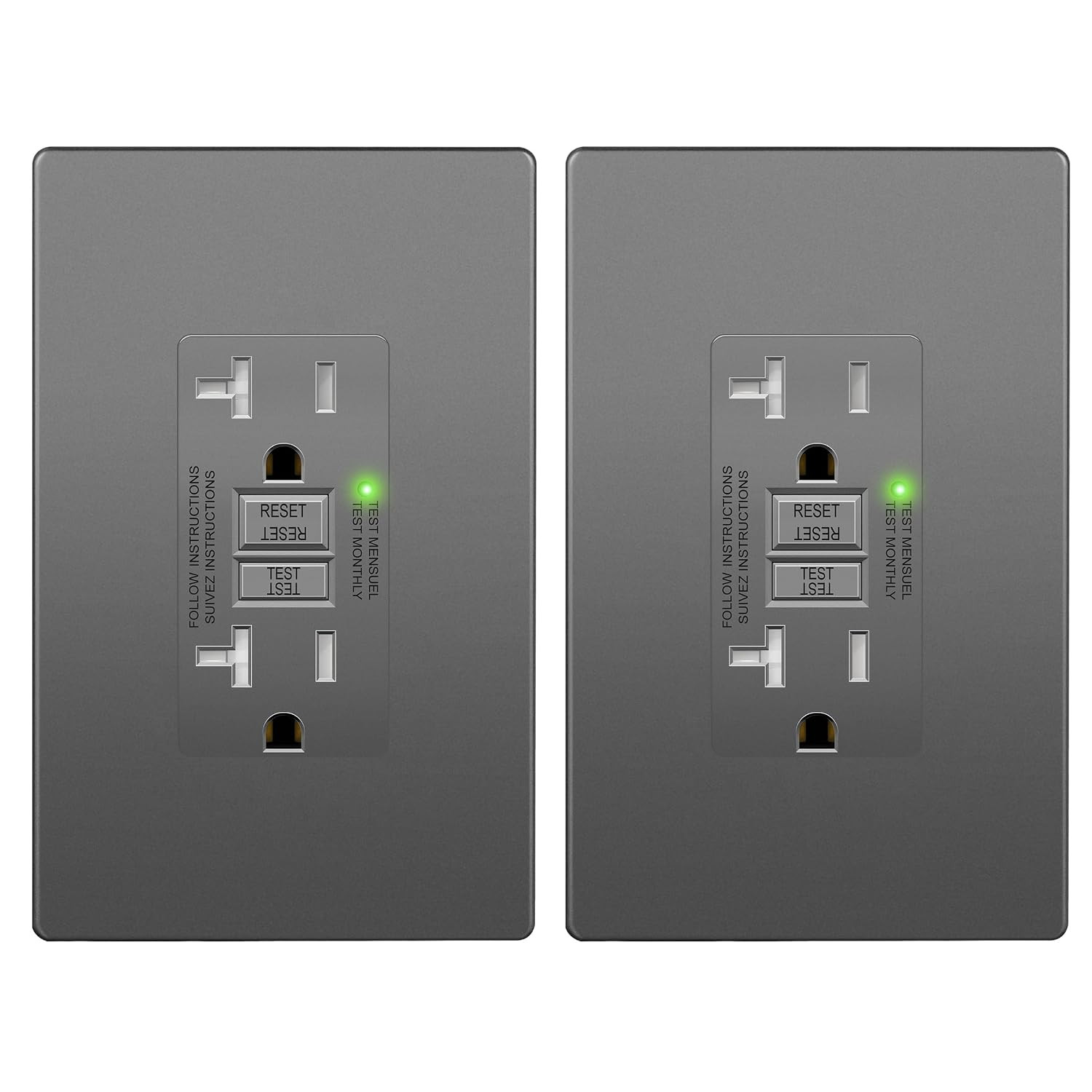 20A GFCI Outlet, Tamper-Resistant Receptacle, Self-Test, LED Indicator, Anti-Int