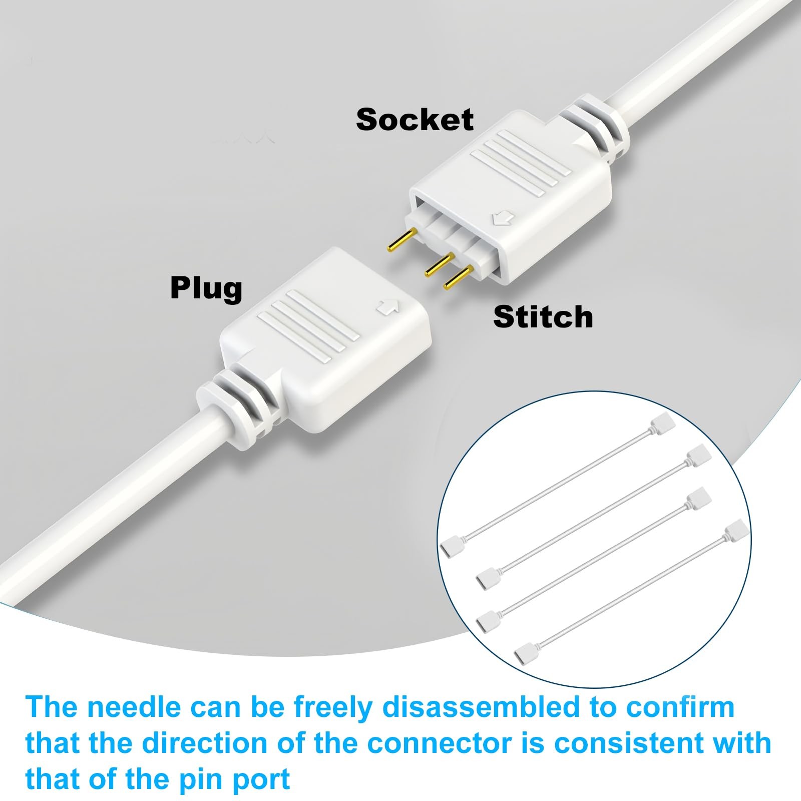 4 Pack 3Pin RGB Extension Cables with 8 Male Pins, 5V 3-Pin Addressable ARGB …