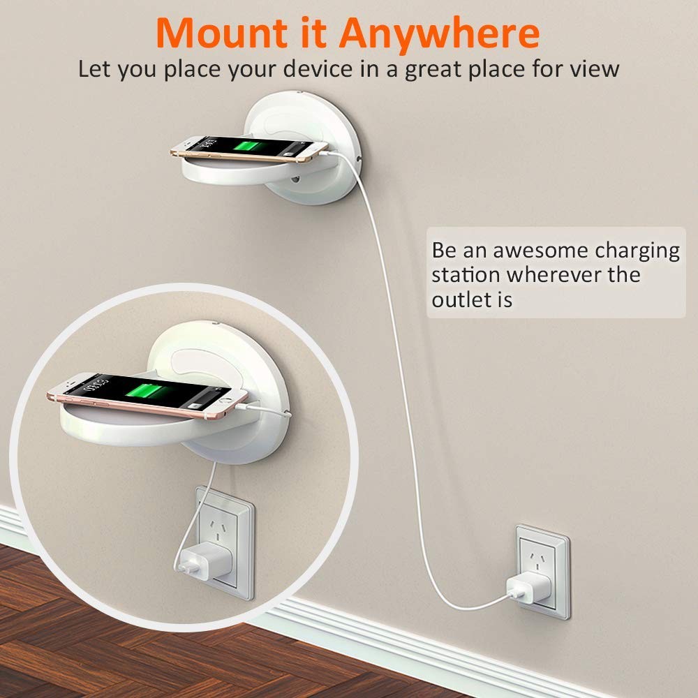 Wall Mount for Google Home & Smart Speaker with Cord Arrangement (White)
