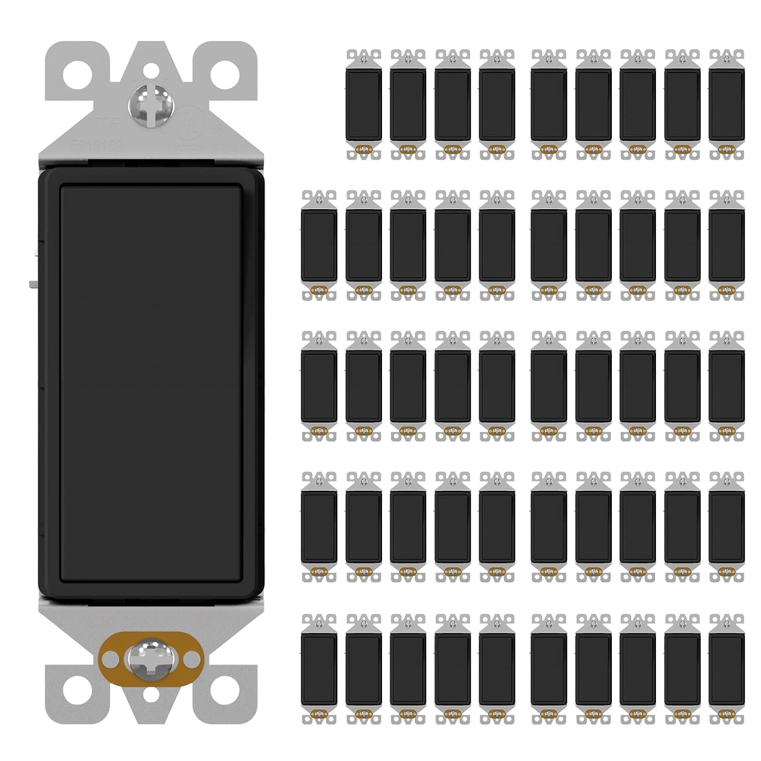 20 Pack Light Switch Single Pole Light Switch Square Rocker Switch Decorative Sw