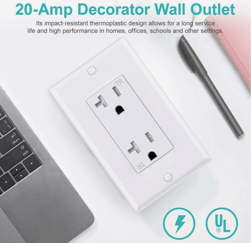 Outlet Socket, Duplex Receptacle, 20 Amp 125 Volt Tamper Resistant 10 pack