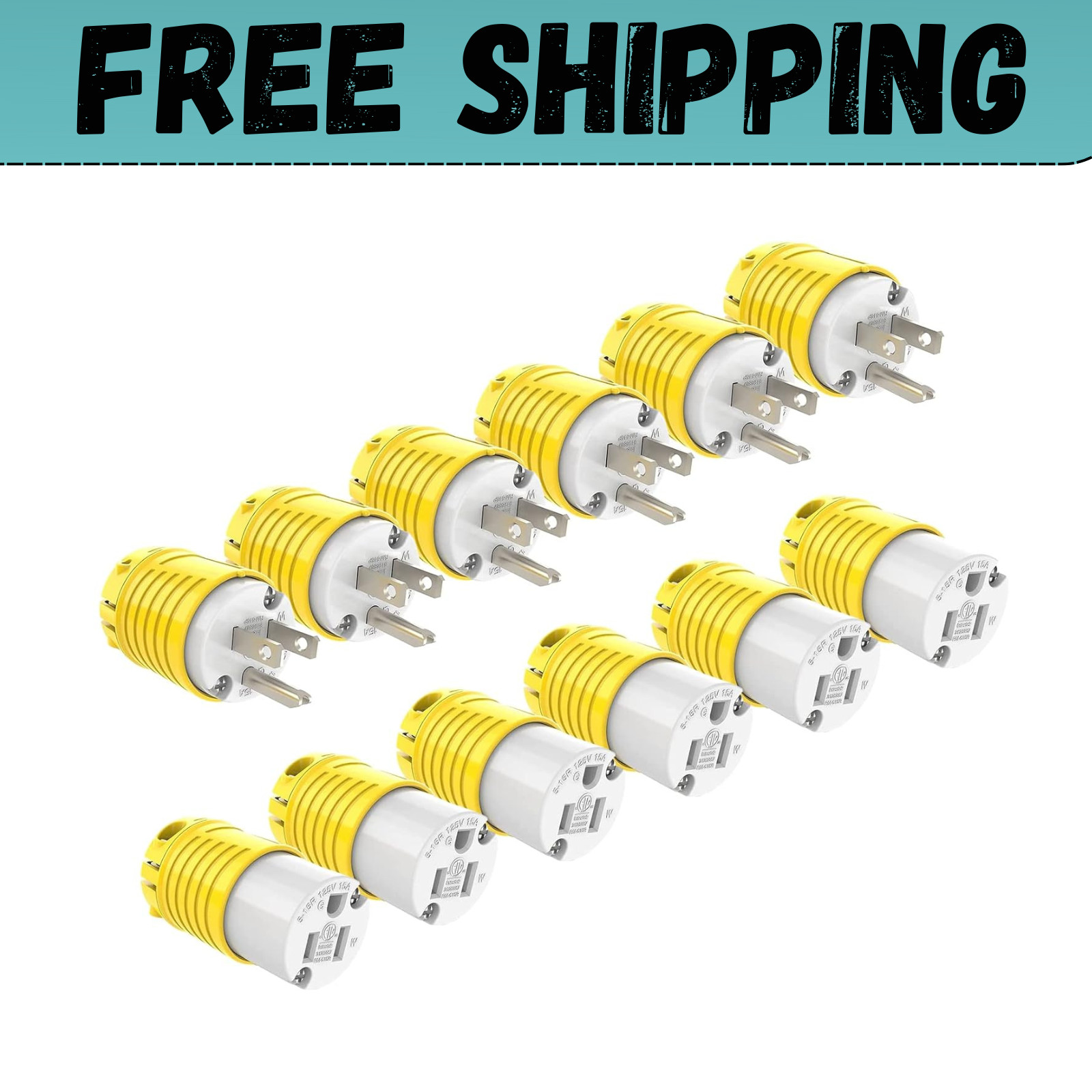 Extension Cord Ends Male and Female Plug, 15 Amp 125 Volt Heavy Duty Replacement
