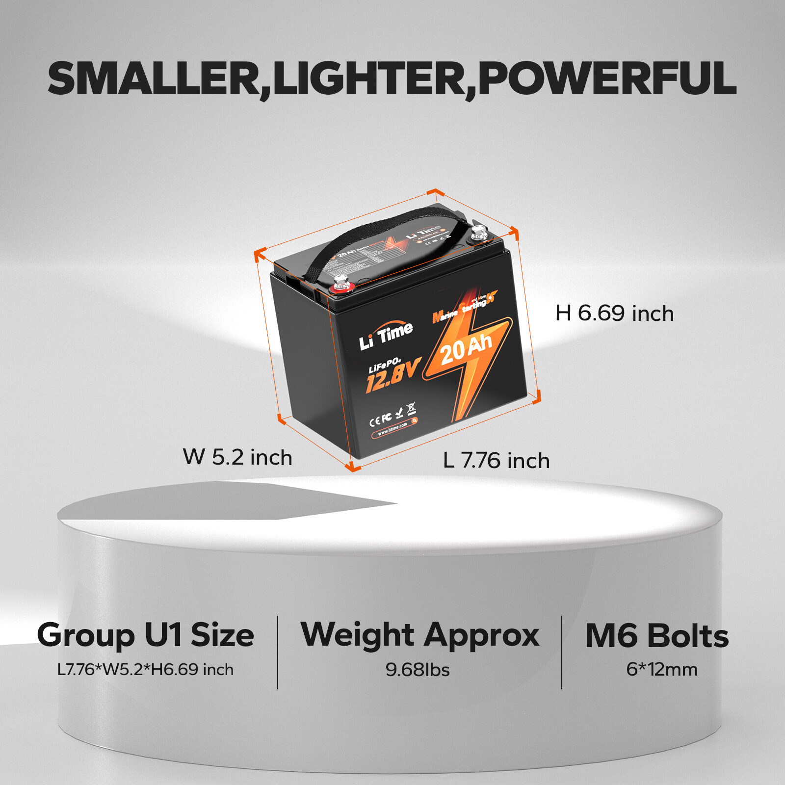 LiTime 12V 20Ah 800 CCA Lithium Starting Battery for Outboard Motor-Refurbished