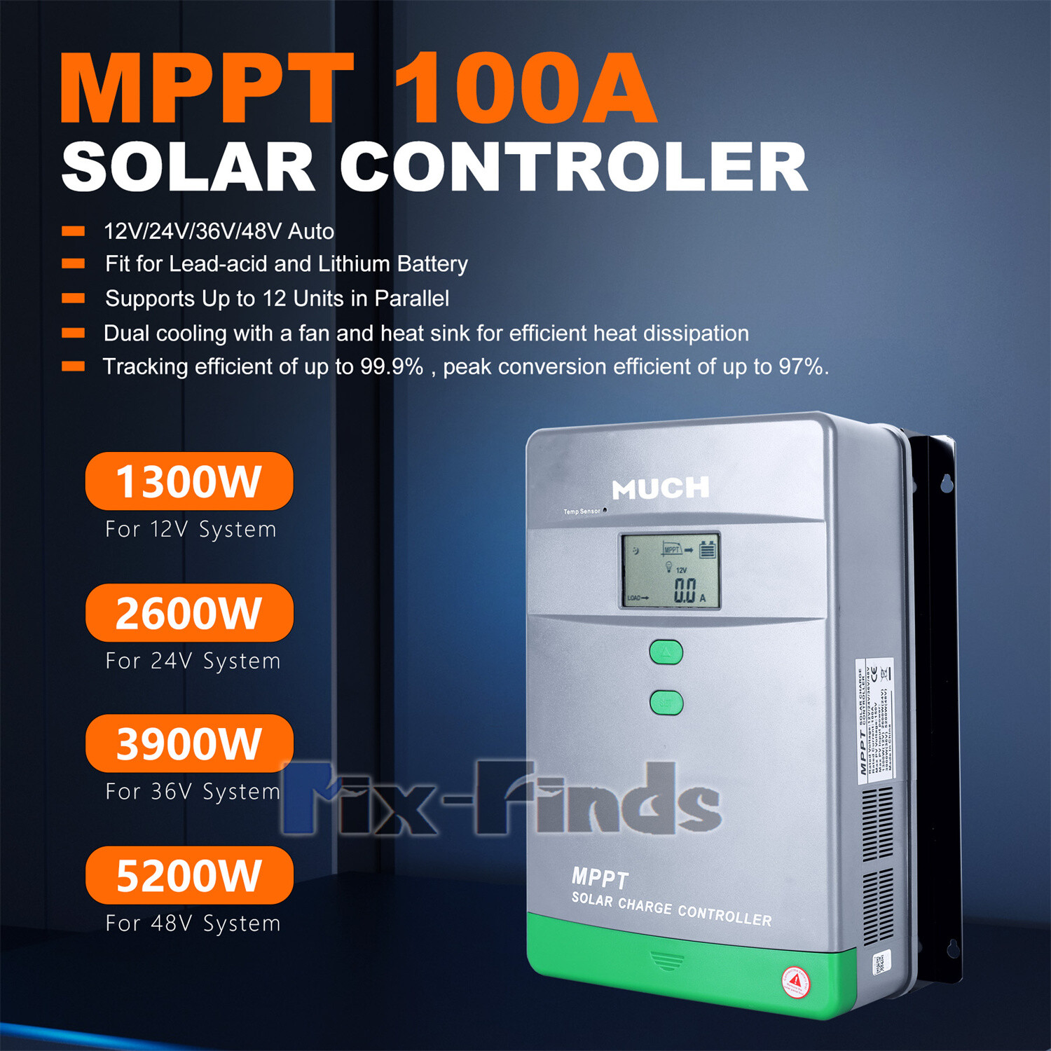 100A MPPT Solar Charge Controller 12V 24V 36V 48V Auto PV 150V MAX 5200W LCD APP