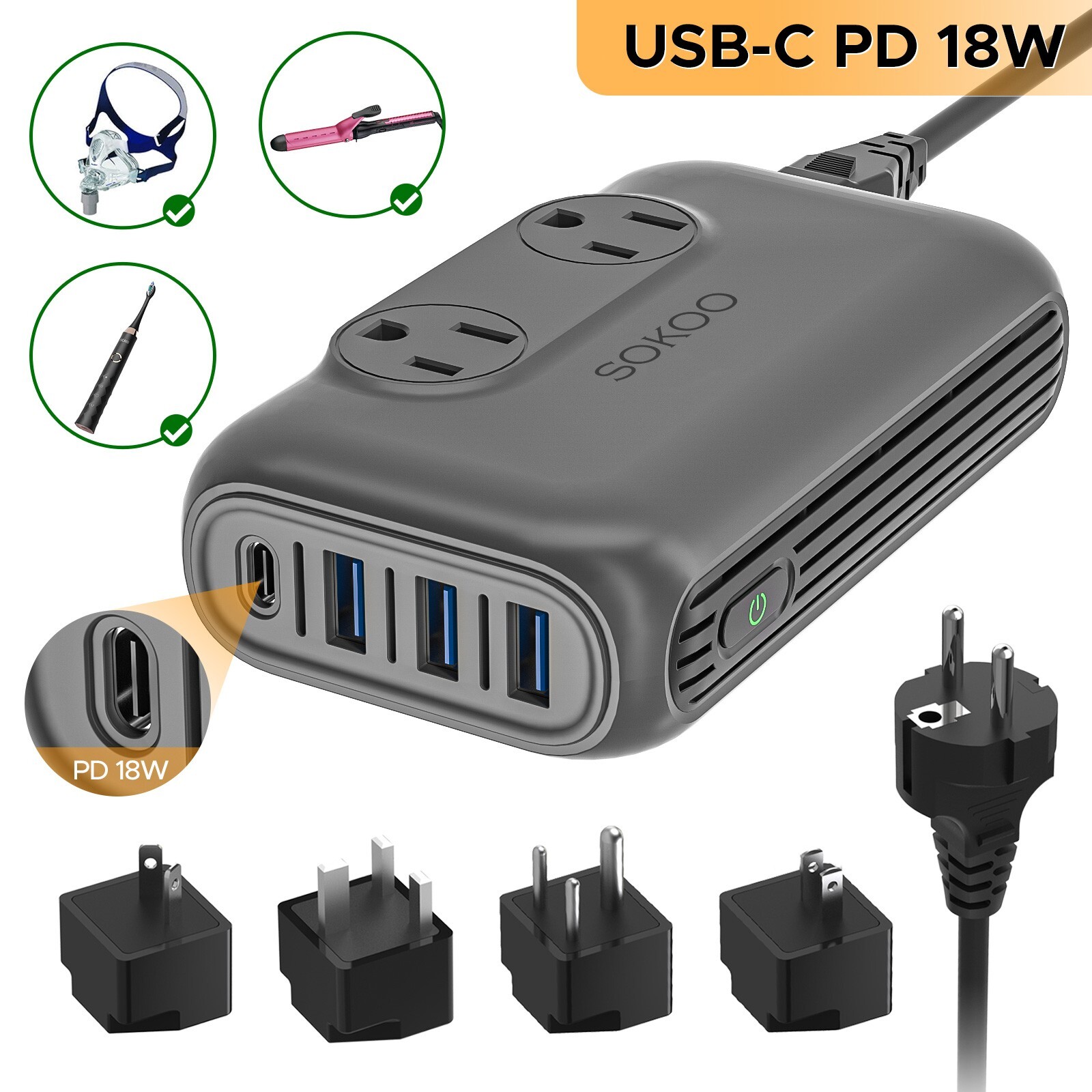230W Step Down 100-220V to 110V Voltage Converter, International Power Converter