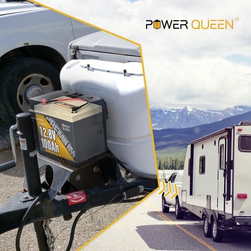 Power Queen 2PACK 12V 100Ah Group 24 LiFePO4 Lithium Battery for RV Trailer Boat